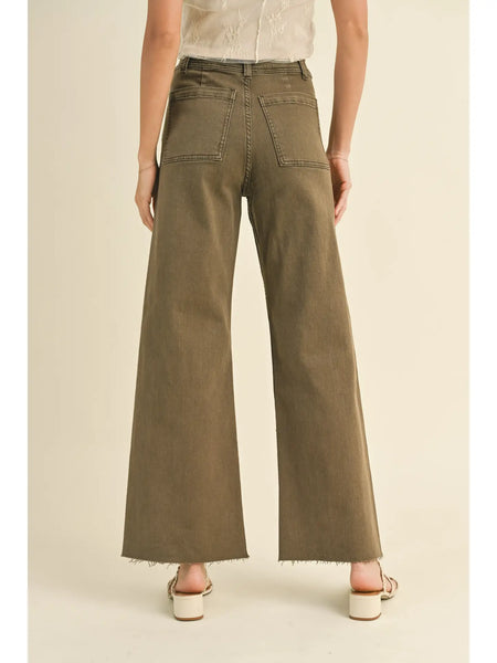 Straight Wide Leg Pants with Front Pockets