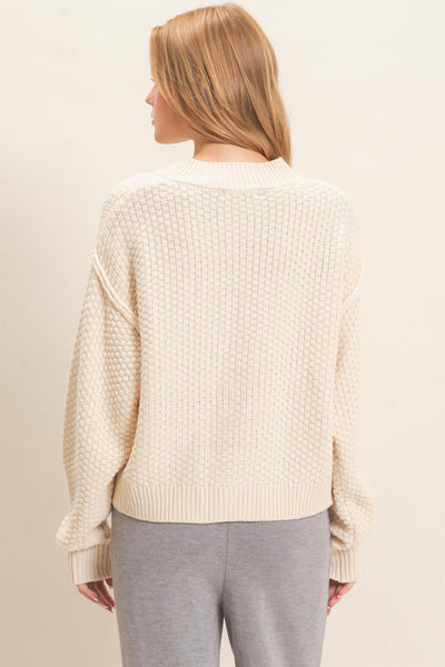 Textured Knit Button-Front Cardigan