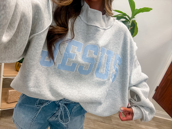 Jesus Applique Stripe Patch Sweatshirt