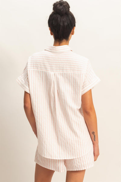 Striped Button Up Dolman Sleeve Top