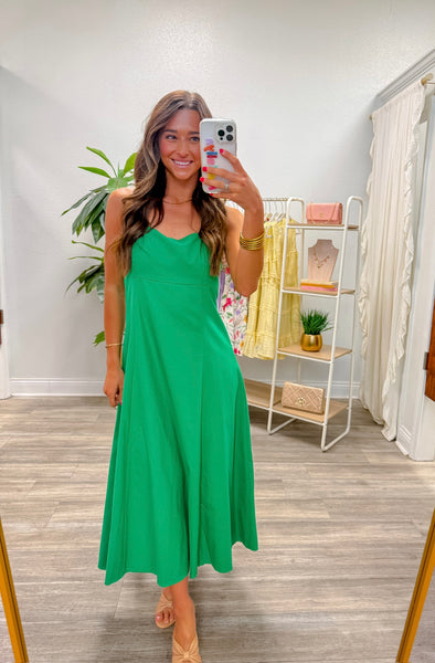 Halter Neck Smocked Midi Dress