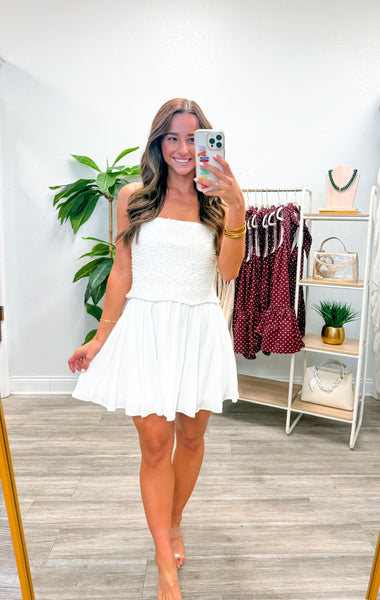 Beaded Strapless Tulle Mini Dress