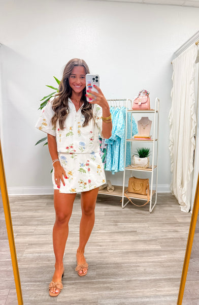 Botanical Print Crop Top & Skort Set