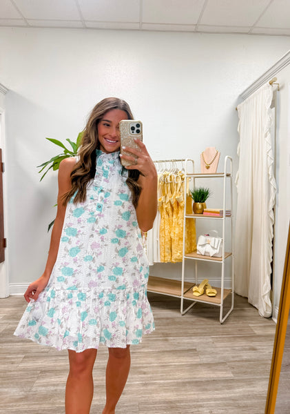 Sleeveless Floral Textured Mini Dress