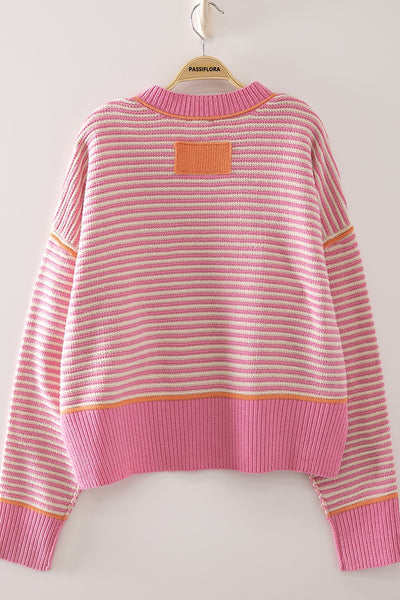 Contrast Trim Detailed Relaxed Fit Sweater