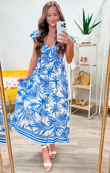 Tropical Printed Midi Boho Dress