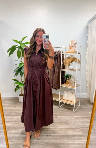 Solid Sleeveless Midi Dress