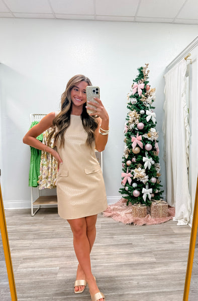 Basketweave Faux Leather Sleeveless Dress