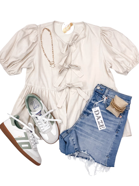 Short Sleeve Woven Blouse Top