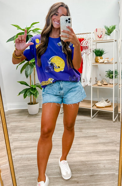 Purple Gameday Sequins Top