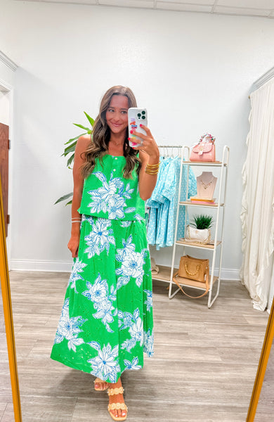 Botanical Sleeveless Top & Skirt Set