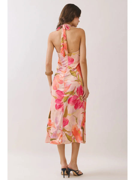 Floral Halter Neck Midi Dress