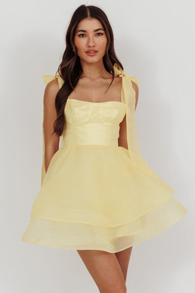 Square Neck Organza Mini Dress