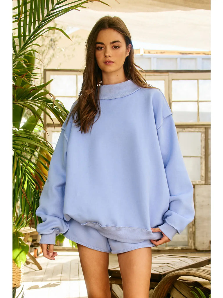 Solid Reversible Mock Neck Sweatshirt