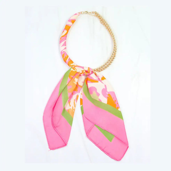 Laya Beaded Scarf Collar Necklace Pink