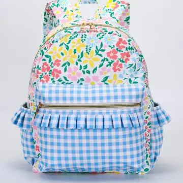 Girls Floral Ruffle Backpack