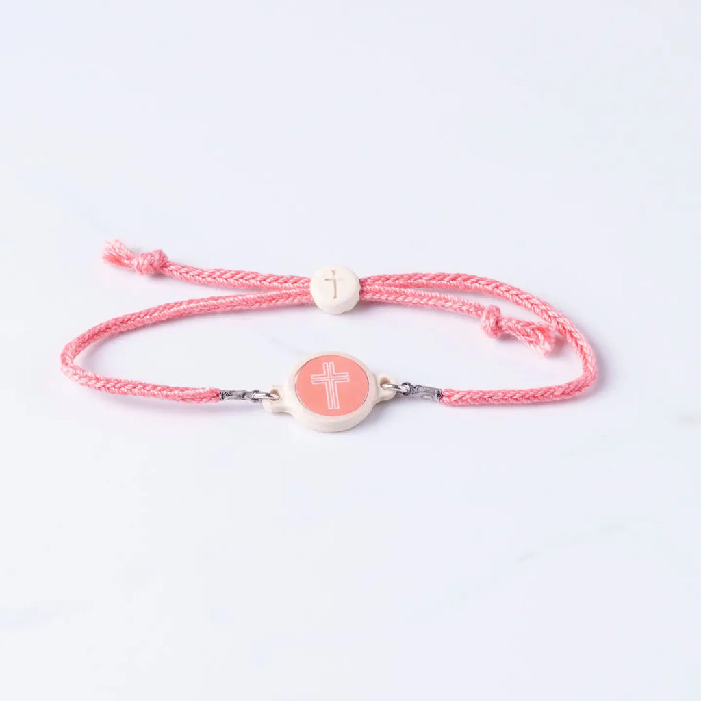 Tap To Pray Coral Cross Handmade Bracelet