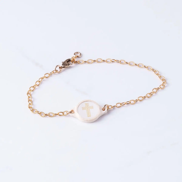 Tap To Pray Vanilla Cross Handmade Bracelet