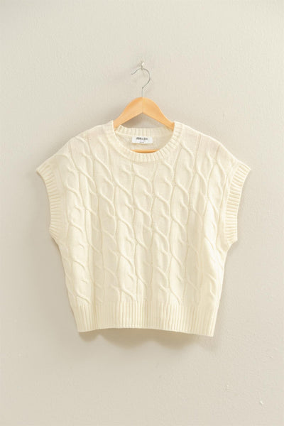 Sleeveless Oversized Cable Knit Sweater Vest