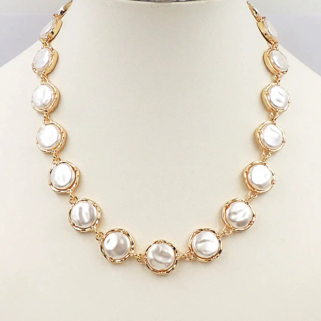 Gold Chain Cord 16"-18" Necklace w/ Freshwater Pearl Charm