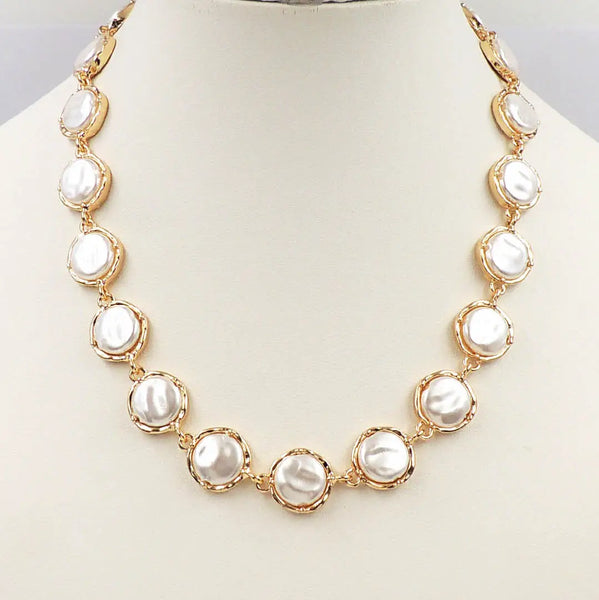 Gold Chain Cord 16"-18" Necklace w/ Freshwater Pearl Charm