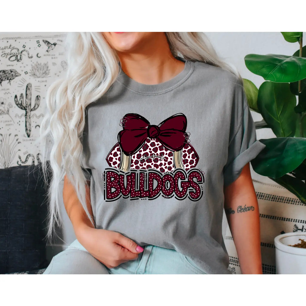Bulldogs Coquette Football Graphic Tee