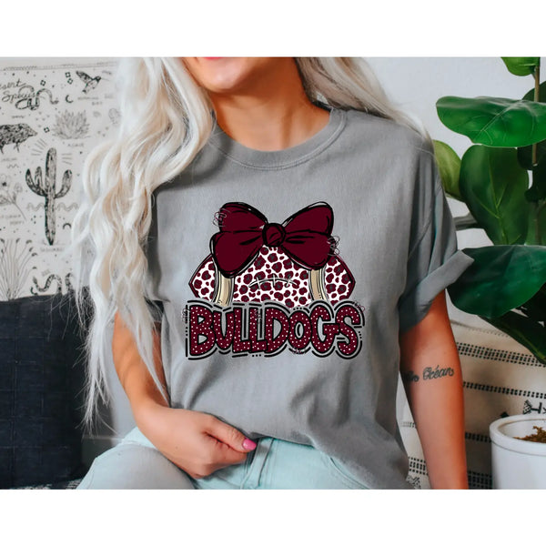 Bulldogs Coquette Football Graphic Tee