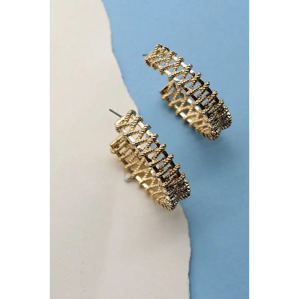Artisanal Weave Gold Hoop Earrings