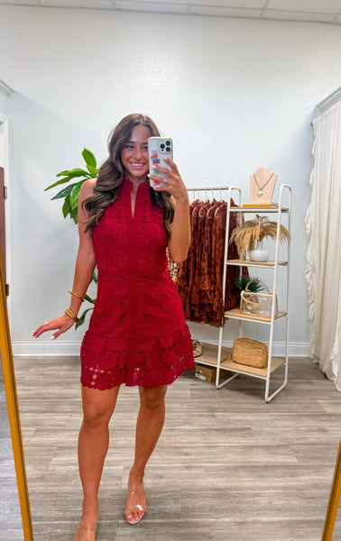 Floral High Neck Sleeveless Mini Dress