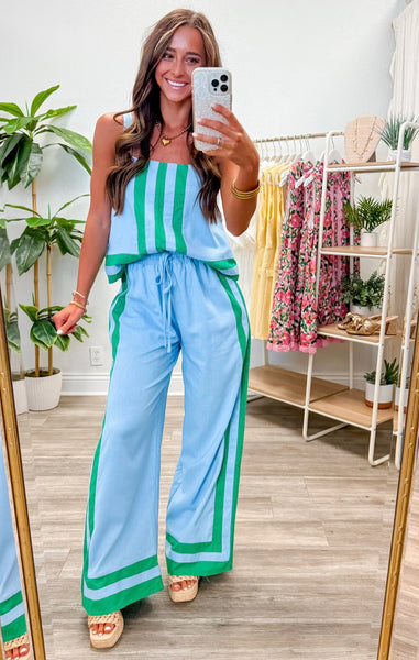 Abstract Border Top & Pants Set