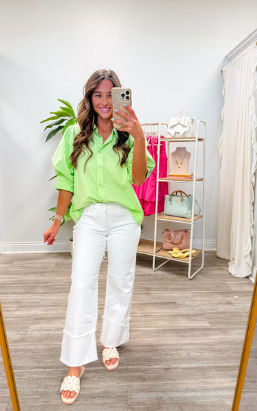 Puff Sleeve Button Down Top