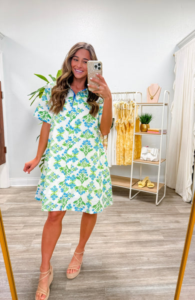 Floral Print Short Sleeve Mini Dress