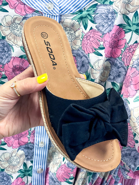 Soda Script Knot Bow Tie Sandals