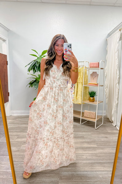 Floral Shoulder Strap Midi Dress