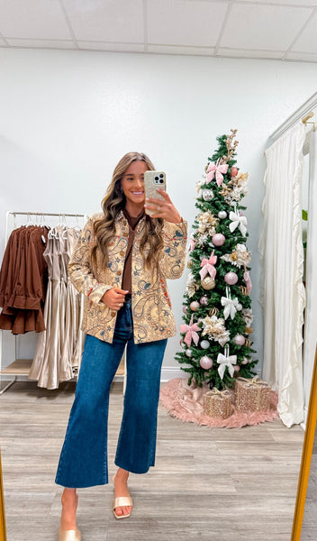 Detail Print Jacket W/ Front Flap Pockets