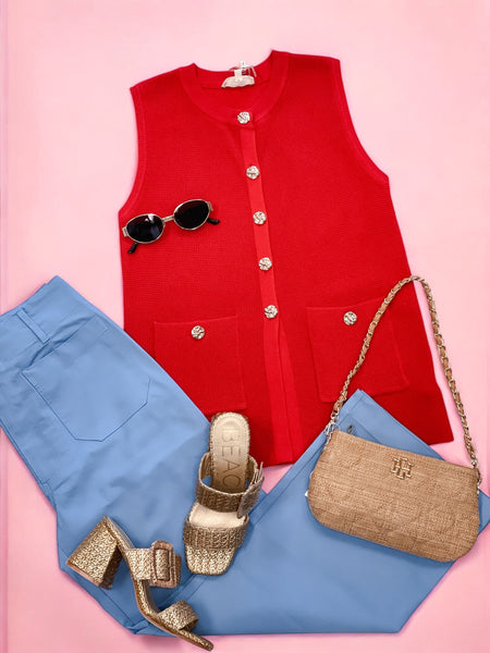 Solid Knit Sleeveless Sweater Vest