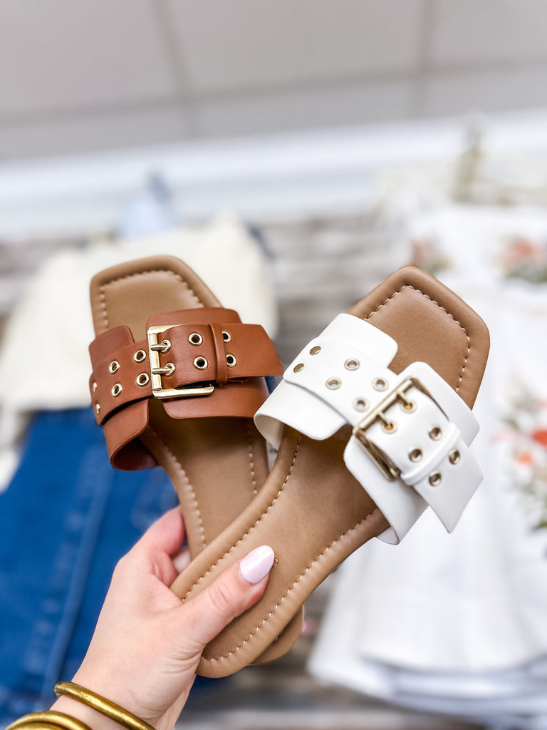 Tan Deora Studded Buckle Sandal