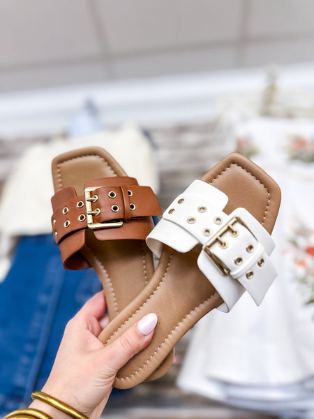 Tan Deora Studded Buckle Sandal