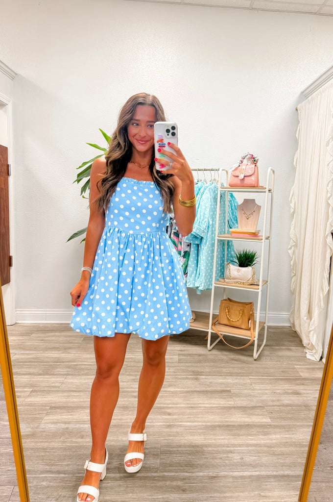 Sleeveless Polka Dot Mini Bubble Dress