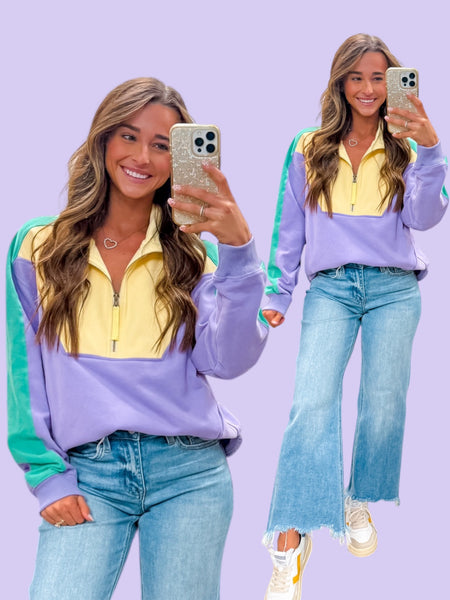 Pastel Mardi Gras 1/4 Zip Fleece Pullover