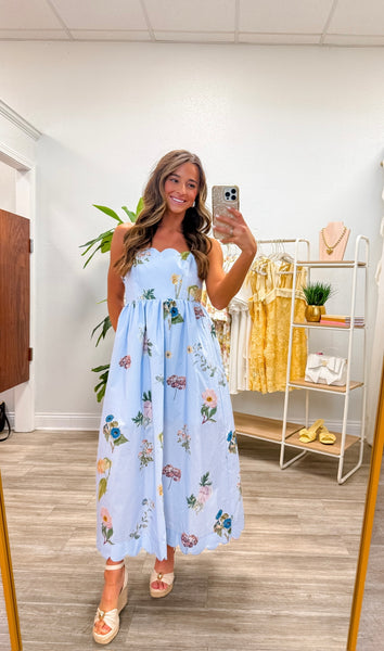 Floral Print Sleeveless Midi Dress