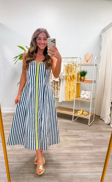Striped Sleeveless Midi Dress