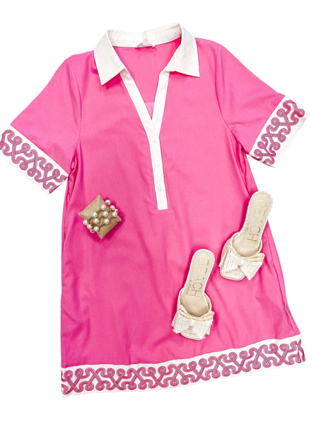 Solid Short Sleeve Pullover Mini Dress