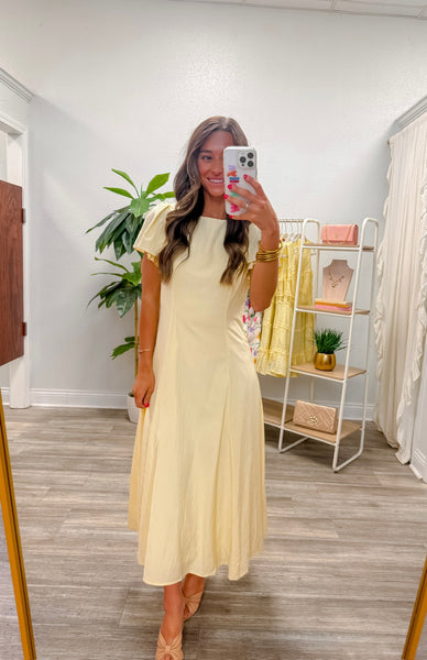 Flutter Short Sleeve Flowy Midi Dress