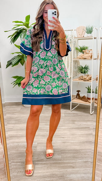Floral Paisley Print Pullover Mini Dress