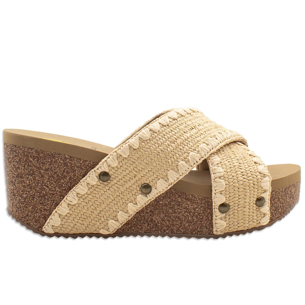 Volatile Antigua Raffia Metal Sandal