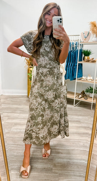 Floral Drop Shoulder Midi Dress
