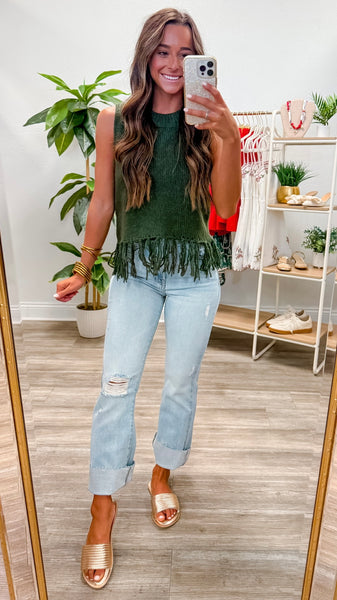 Fringe Bottom Sleeveless Sweater Vest