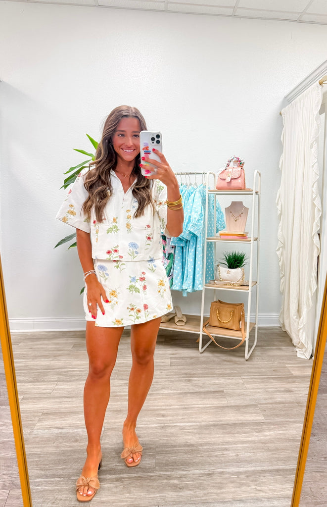 Botanical Print Crop Top & Skort Set