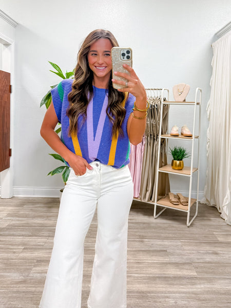 Multi Color Chevron Striped Sweater Top